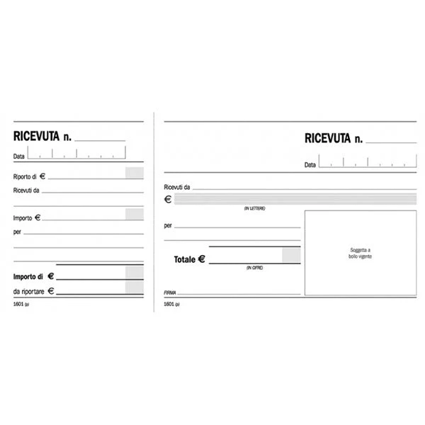 Blocco Data Ufficio Ricevuta Generica Madre/Figlia Cm22X10