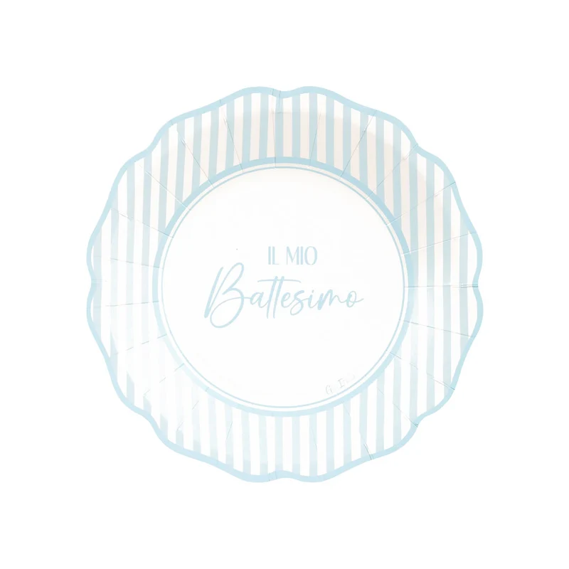 Piatti in Carta Biocompostabile Battesimo Azzurro 21 cm - 8 pezzi