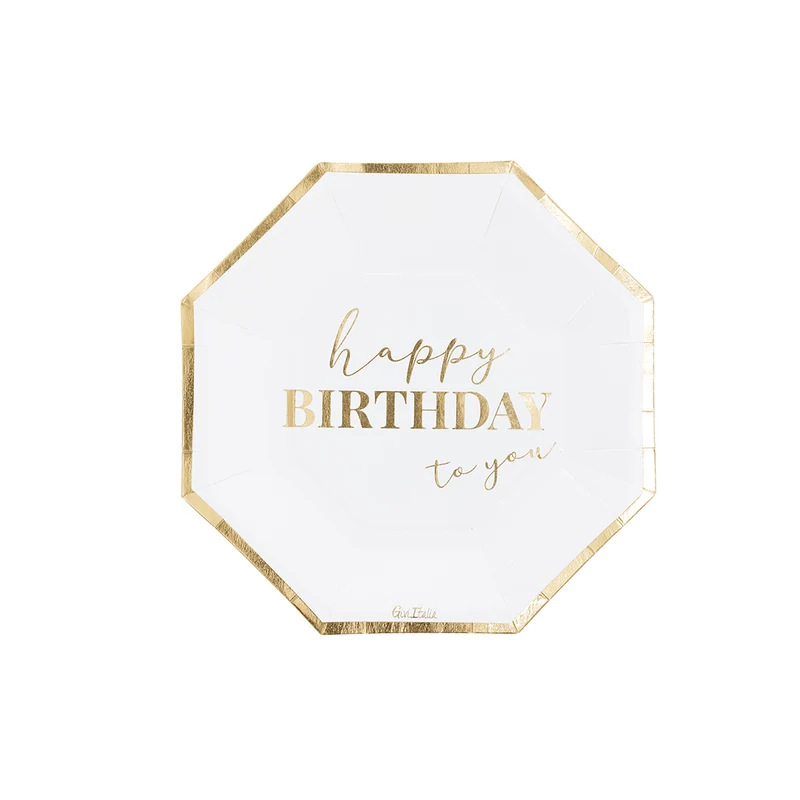 Piatti in Carta Biocompostabili Happy Birthday 19 cm - 8 pezzi