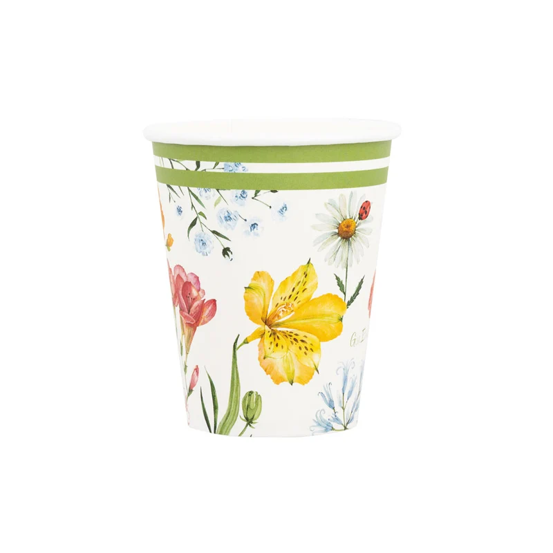 Bicchieri in Carta Biocompostabile Primavera 250 cc - 8 pezzi