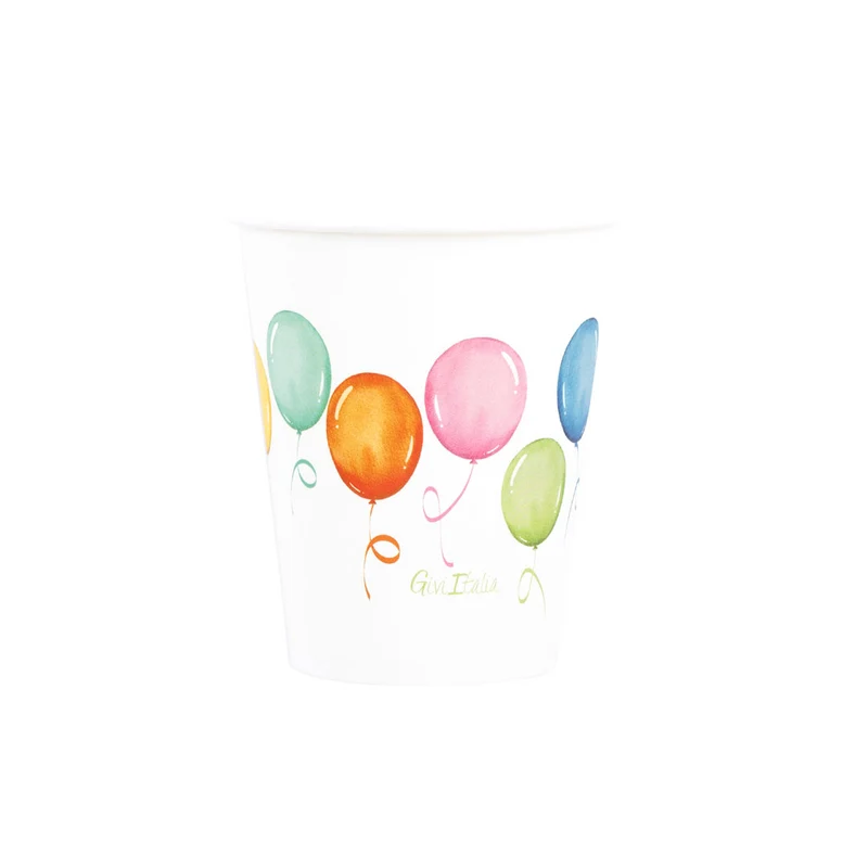 Bicchieri in Carta Biocompostabile Happy Birthday 250 cc - 8 pezzi