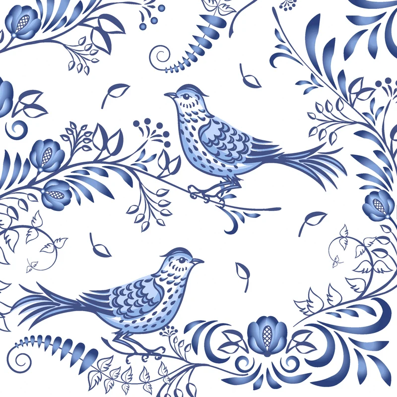 Tovaglioli in Carta Riciclata a 2 Veli Porcelain Bird 33 x 33 cm - 20 pezzi