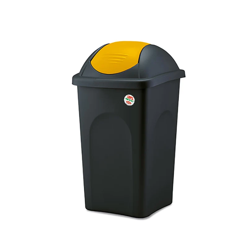Pattumiera Basculante 60lt Con Coperchio Giallo