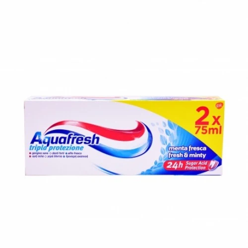 Aquafresh Dentifricio 2x75ml Menta Fresca
