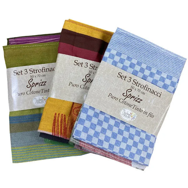 Set 3 Strofinacci Cotone 50x70cm Sprizz Assortiti