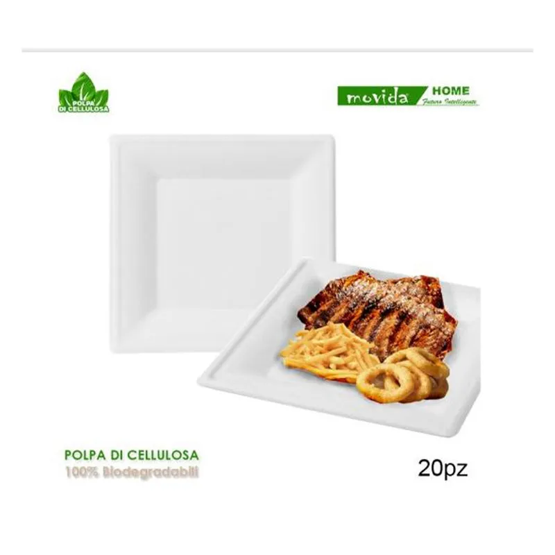 Piatti Bio Quadrato 20 Pezzi 21cm Movida