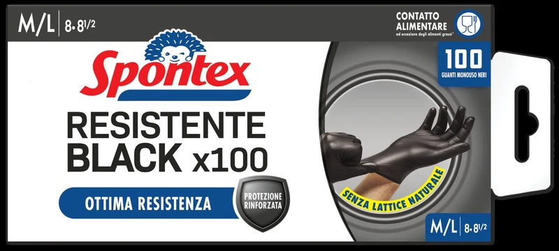 Guanti Nitrile Black M/L 100pz Resistente Spontex
