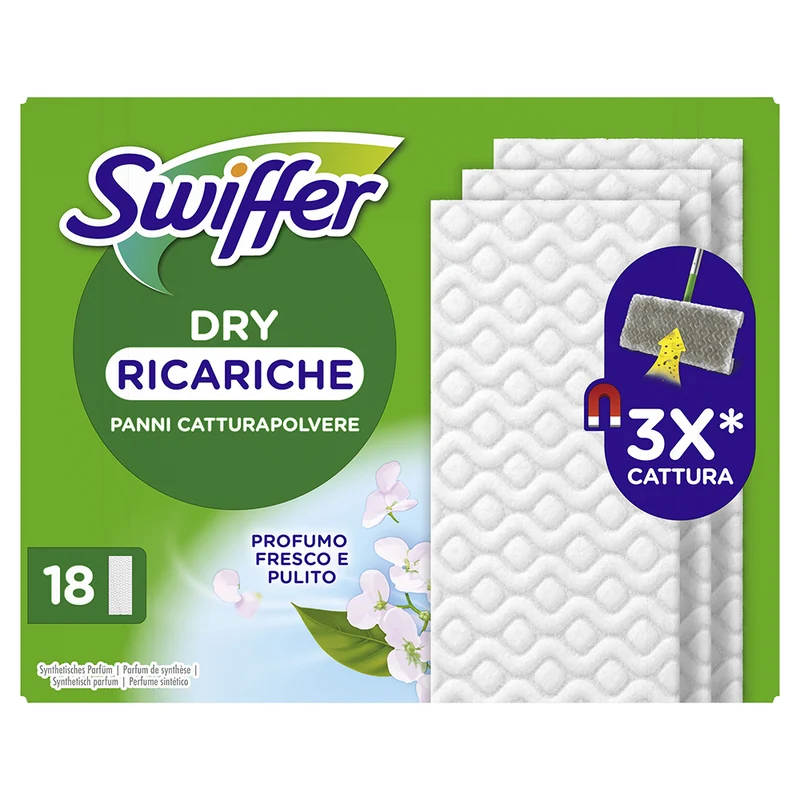 Swiffer Dry 18 Panni Cattura Polvere Classico
