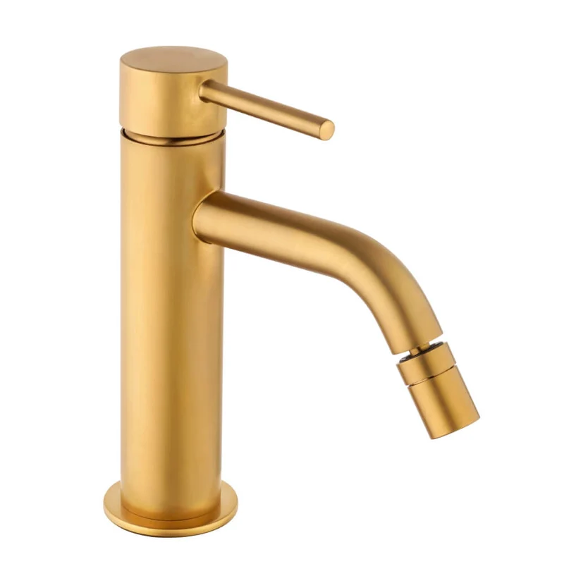 Miscelatore bidet con piletta Click Clack INCLUSA forma tonda oro spazzolato