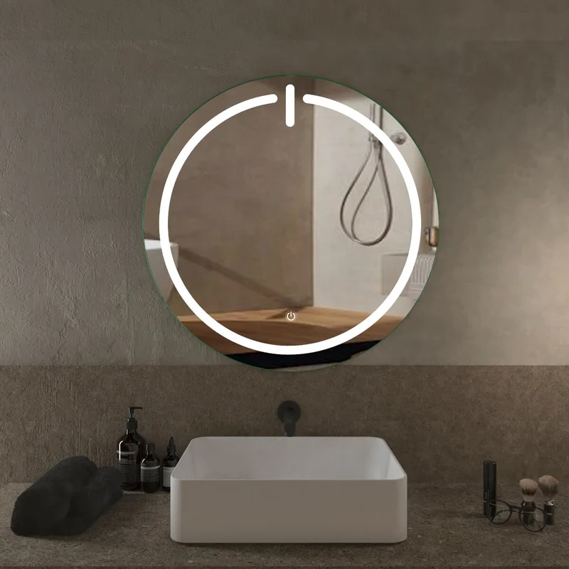 Specchio LED TOUCH con serigrafia luminosa Tondo ø 80 cm