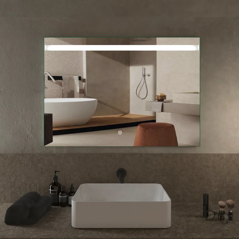 Specchio 70X100 LED accinsione Touch fascia orizzontale