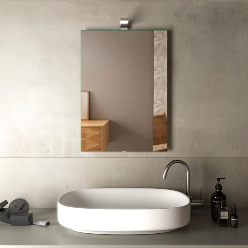 Specchio rettangolare 50X70 reversibile con lampada led integrata filo lucido