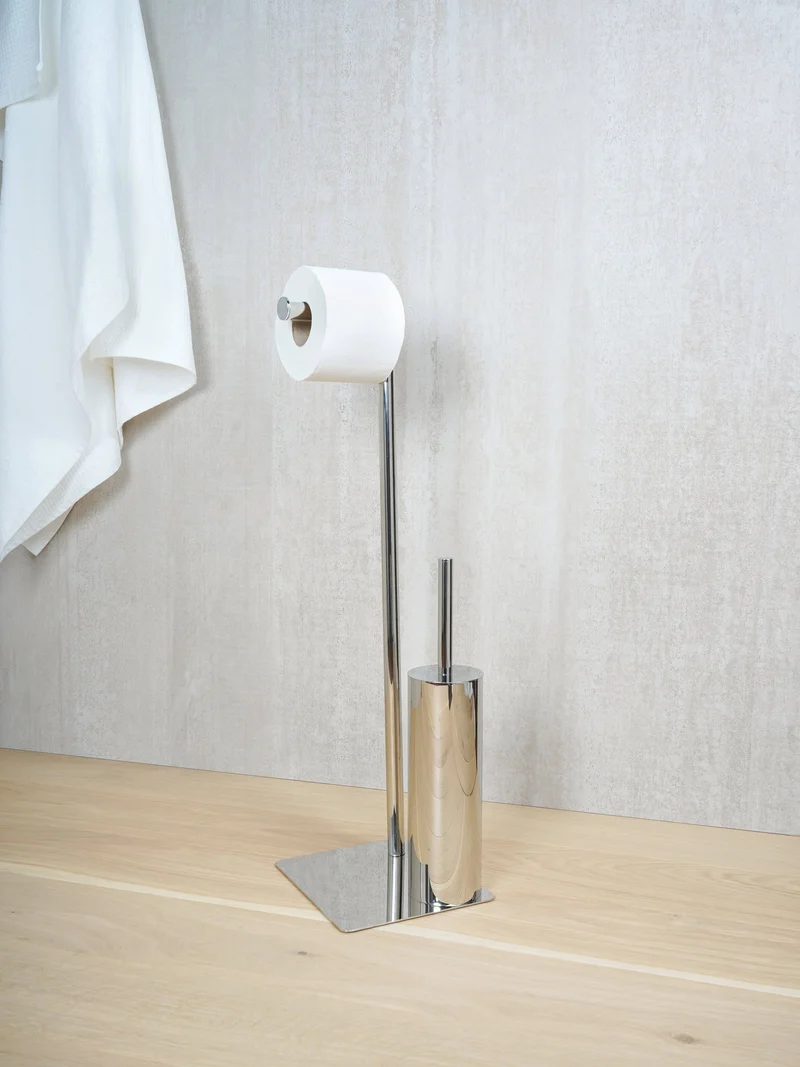 Piantana porta rotolo in acciaio inox 304 Poseidon Metaform con porta scopino incluso