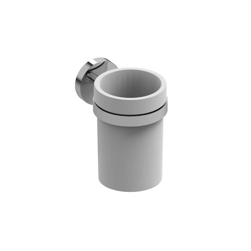 Bicchiere porta spazzolini da appoggio acciaio Inox e resina tondo Metaform Class