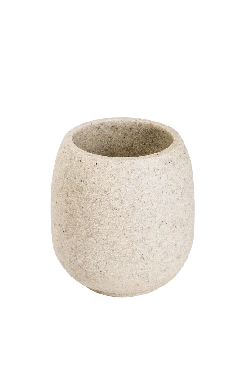 Bicchiere porta spazzolini da appoggio Afra di metaform resina color sabbia