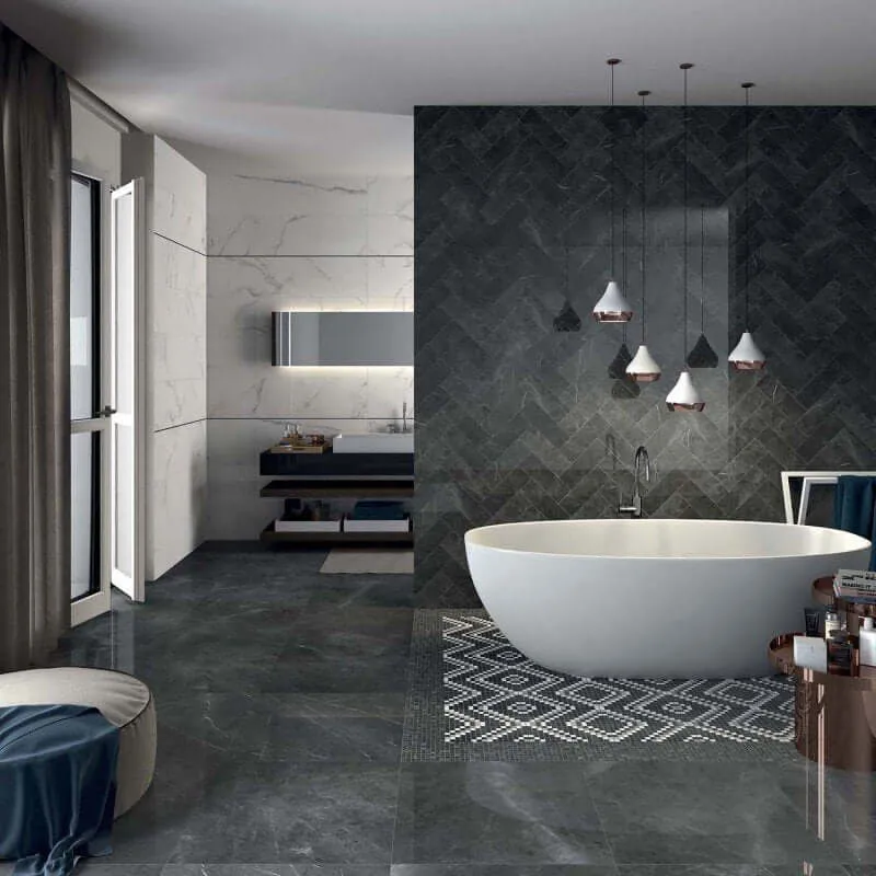 Gres Porcellanato Effetto Marmo Rettificato Naturale 60x60 8.5mm Pietra Grey Sensi - ABK
