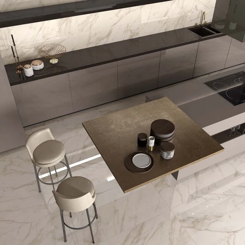 Gres Porcellanato Effetto Marmo Rettificato Lucido 60x120 8.5mm Calacatta Select Sensi - ABK