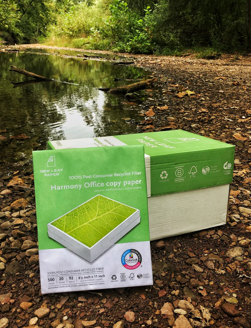 Harmony Office 100% PCRF copy paper w/HP ColorLok (Carton/8 Reams/4000 Sheets, 8-1/2"x11" 20 lb. Bond) 92 Brightness