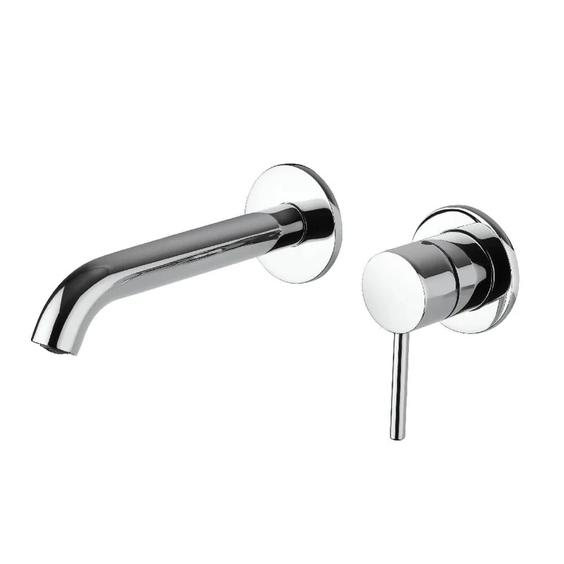 Miscelatore lavabo a muro con piletta Click Clack INCLUSA forma tonda cromo