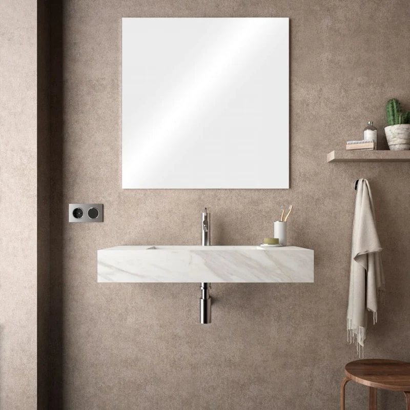 Lavabo sospeso rettangolare 100x46 cm in hpl bianco marmo canova - Jalama