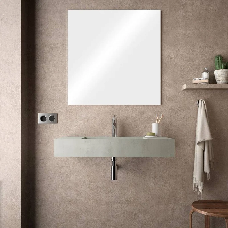 Lavabo sospeso rettangolare 80x46 cm grigio cemento alfa in hpl Jalama