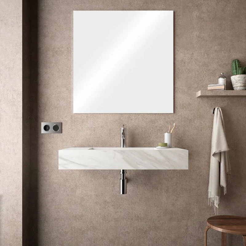 Lavabo sospeso rettangolare 80x46 cm bianco marmo Canova in hpl Jalama