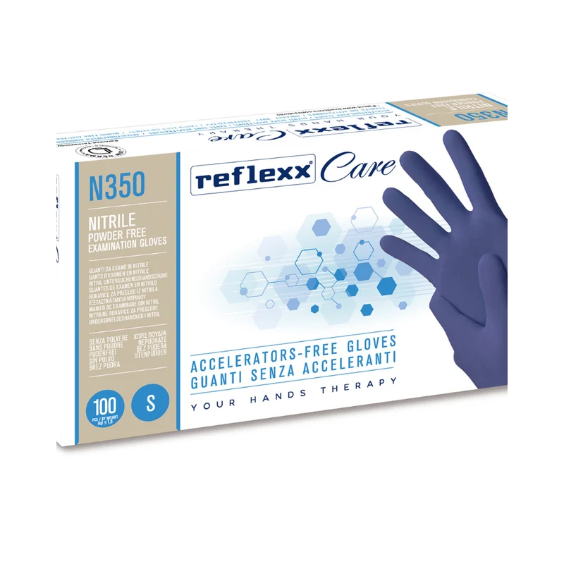 Guanti monouso in nitrile senza acceleranti Reflexx Care N350 - 3,2 g - 10 box da 100 pezzi