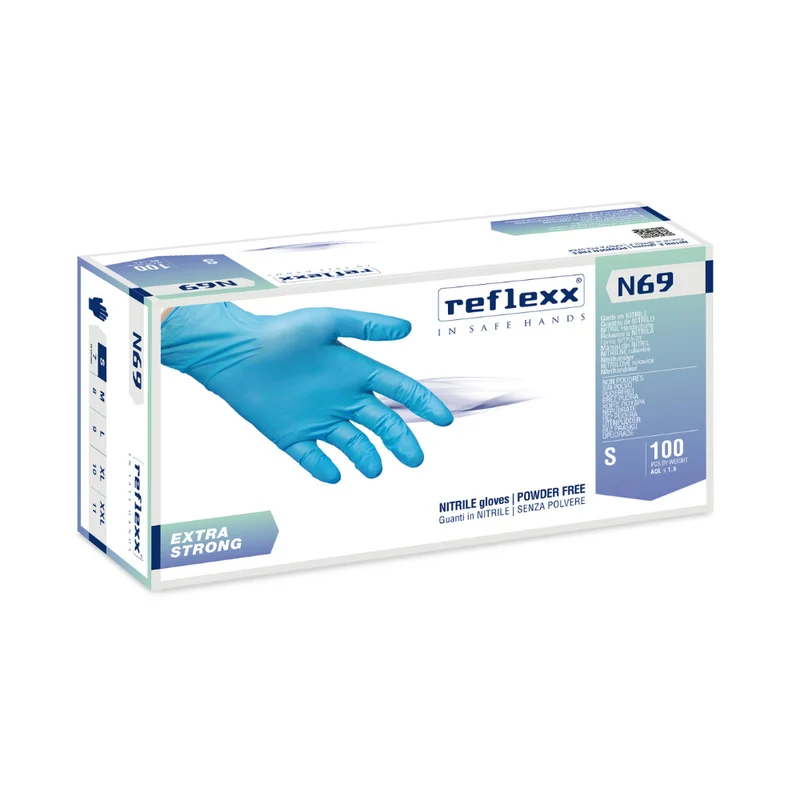 Guanti monouso in Nitrile Azzurro: Reflexx N69 - 7,0 g | N69 | 10 Box da 100 pezzi