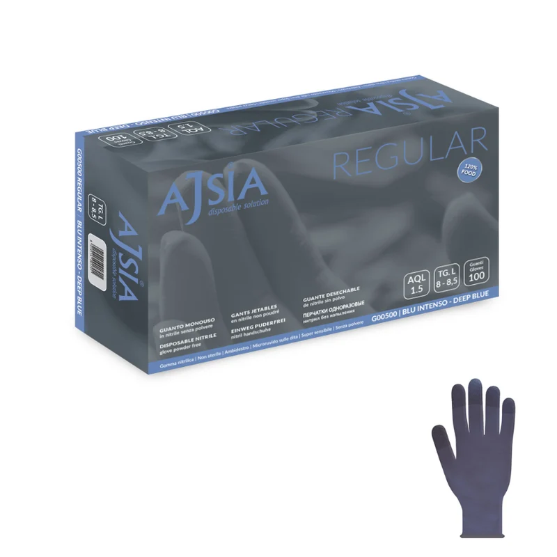 Guanti monouso in Nitrile: Regular - 3,5 g | G00500 - Ajsia | 10 Box da 100 pezzi