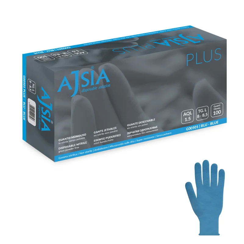 Guanti monouso in Nitrile: Plus - 4,9 g | G00501 - Ajsia | 10 Box da 100 pezzi
