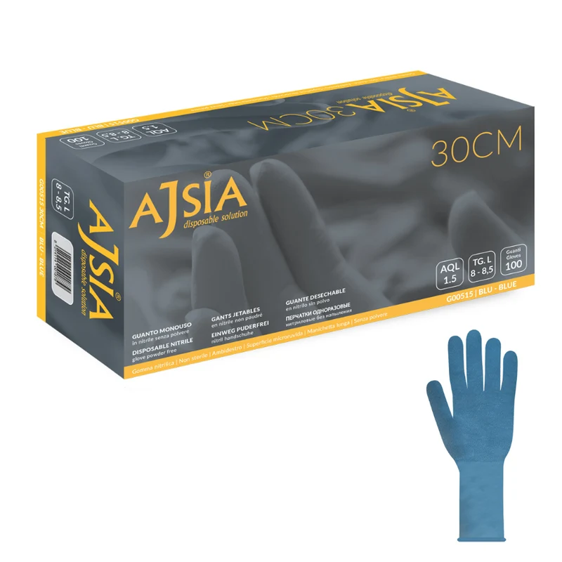 Guanti monouso in nitrile 30 cm - 5,9 g | G00515 - Ajsia | 10 box da 100 pezzi