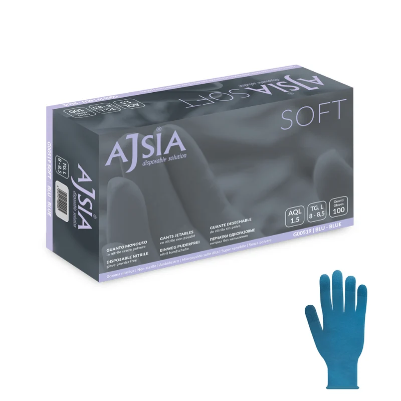 Guanti monouso in Nitrile: Soft - 3 g | G00519 - Ajsia | 10 Box da 100 pezzi