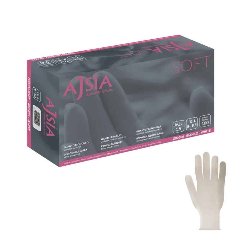 Guanti monouso in lattice: soft - 5 g | G00506 - Ajsia | 10 box da 100 pezzi