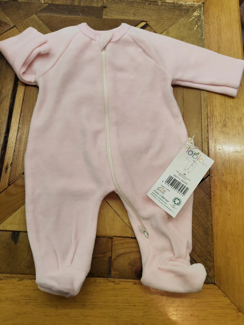 Tutina rosa con zip in ciniglia di cotone bio TG. 44