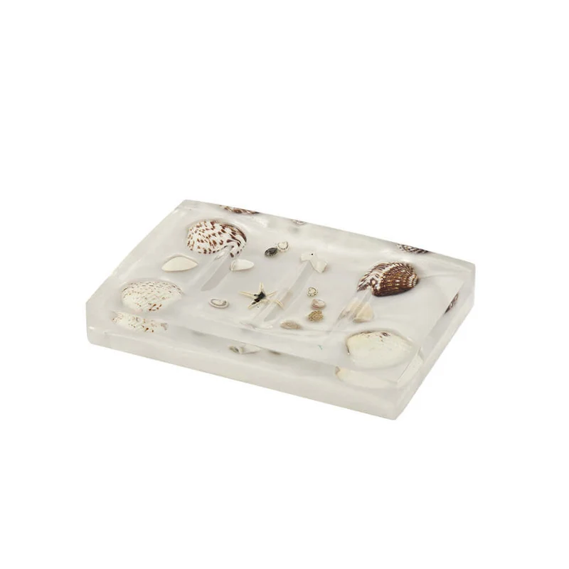 Porta sapone Perla con inserti conchiglie serie antille di Cipì