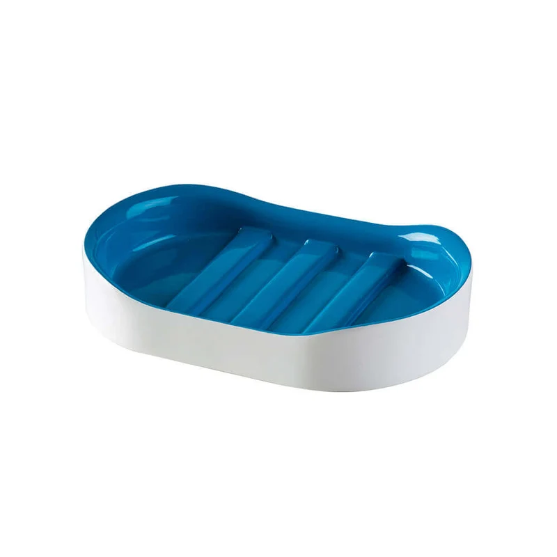 Porta sapone bianco e blu in resina satinata serie Idol di Cipì