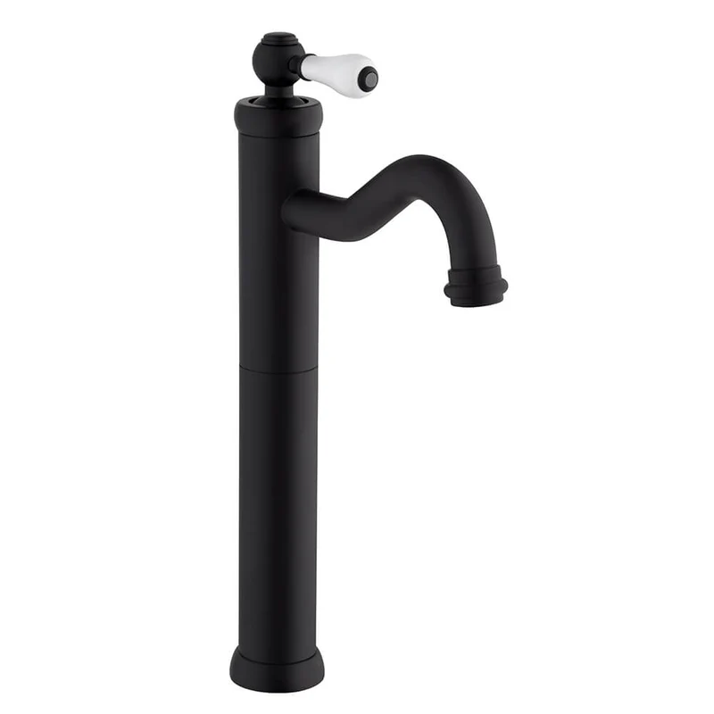 Miscelatore lavabo tipo alto Jacuzzi Rubinetteria nero opaco serie Tosca per piletta click clack