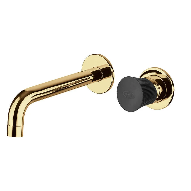 Miscelatore lavabo a muro oro spazzolato Jacuzzi Rubinetteria Illumina