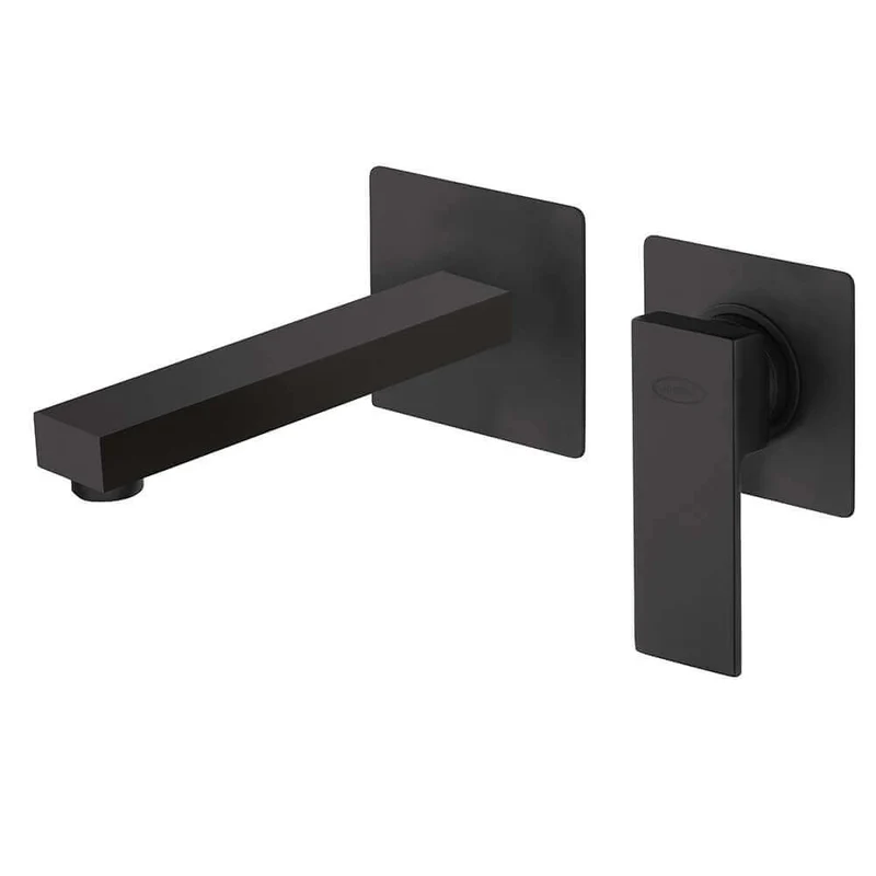 Miscelatore a muro per lavabo nero opaco Jacuzzi Rubinetteria serie Twinkle