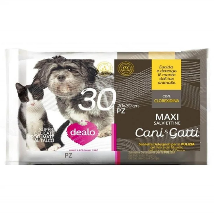 Dealo Salviette cani e gatti XL Pop-up, 72 pezzi — Cartone intero da 24 confezioni · Cartone da 24 pz