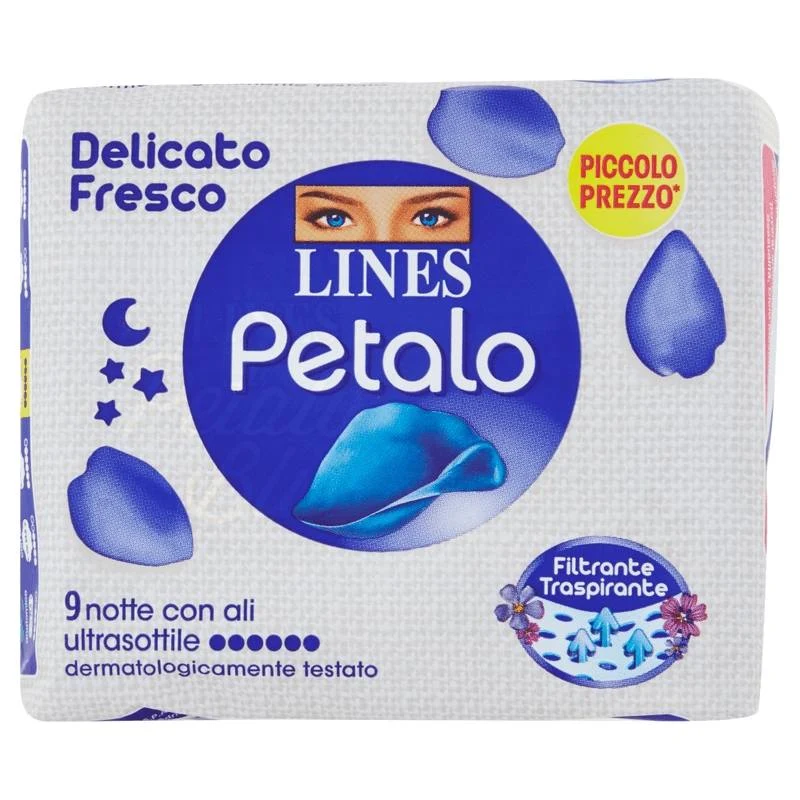 Lines Petalo Blu Notte, 9 pezzi — Cartone intero da 24 confezioni · Cartone da 24 pz