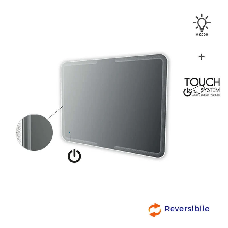 Specchio LED con righe accensione touch 90X120