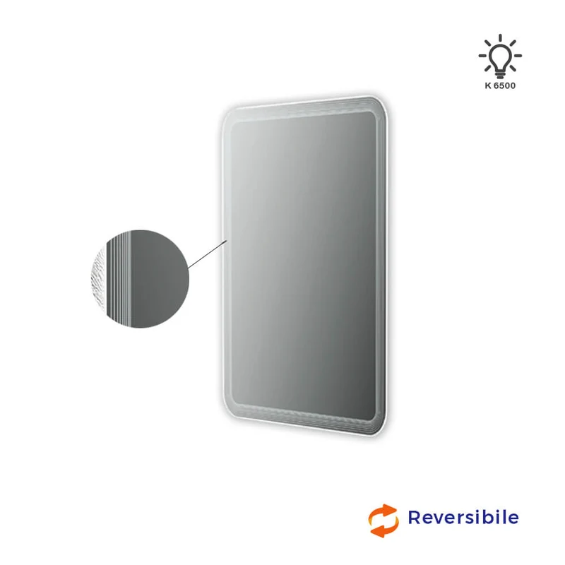 Specchio LED intarsiato righe 90X60 retroilluminato