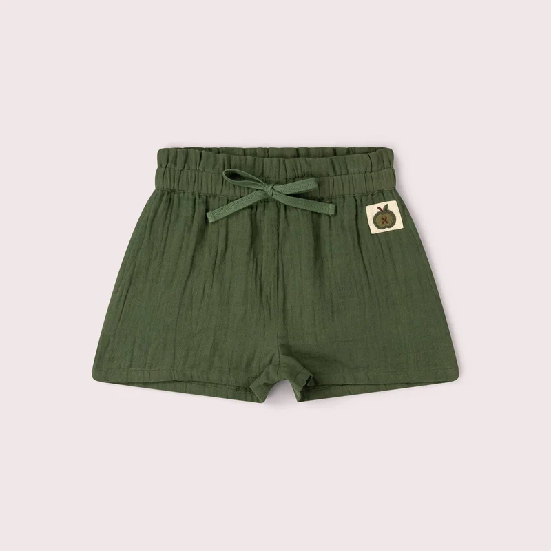 Pantaloncini verdi in mussola di cotone