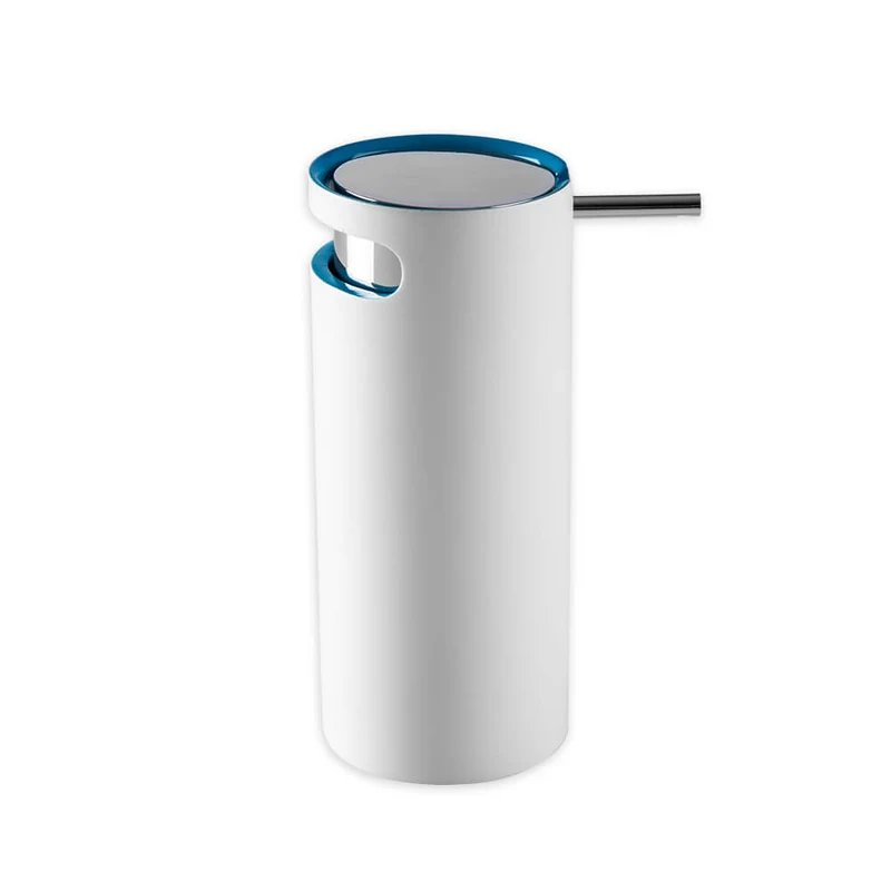 Dispenser sapone in resina bicolore Cipì serie Idol bianco e blu
