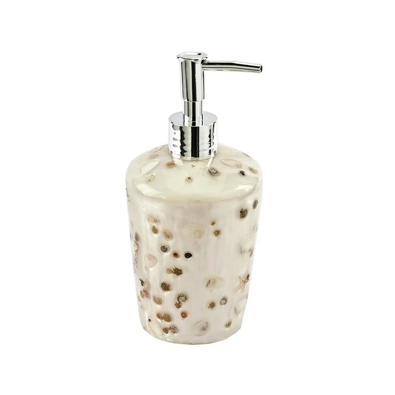 Dispenser da appoggio Antille Perla con inserti conchiglie di Cipì