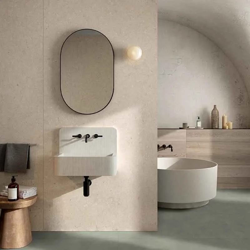 Gres Porcellanato Effetto Pietra Rettificato Naturale 120x120 8.5mm Trani Beige Poetry Stone - ABK