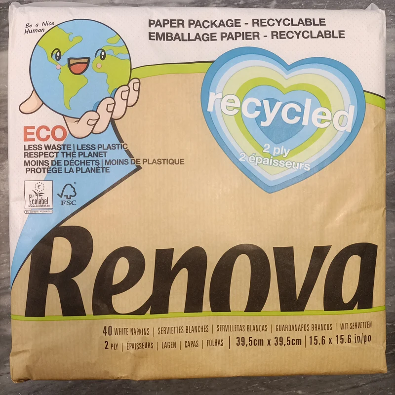 Tovaglioli in carta riciclata (40 per conf.)20x20 cm #zerowaste