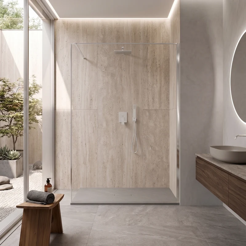 Parete Walk-in 120 cm Vetro Trasparente e Profilo Brush - Breeze
