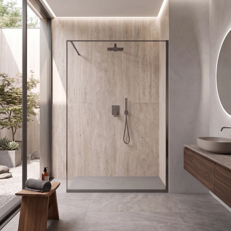 Parete Walk-in 120 cm Vetro Trasparente e Profilo Mud - Breeze